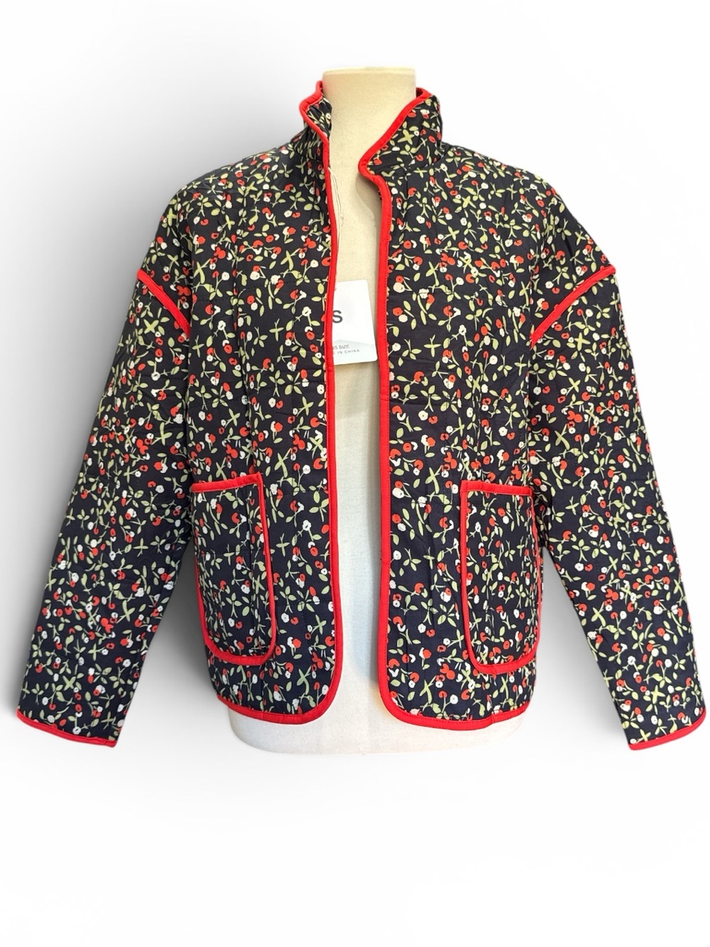 Floral Jacket with Red Trim #542